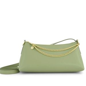 Zac Posen Top Zip Shoulder Leather Handbag in Sage